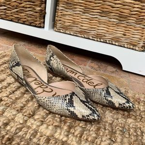 Sam Edelman Tan Snakeskin D’Orsay Flat 7.5